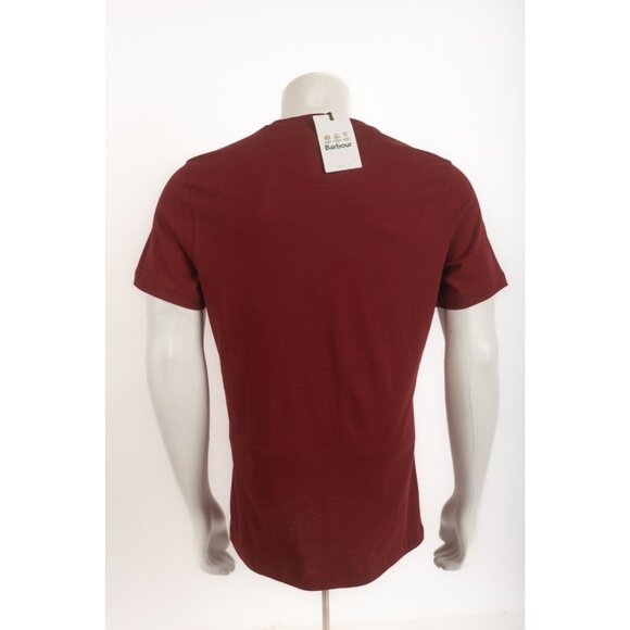 Barbour Mens Tayside T-Shirt Top Size XXL Burgundy Wine Plaid Pocket Trim NWT - Picture 5 of 6